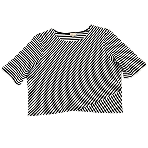 Cremieux Womens Black and White Boxy Top, Size Large - Picture 2 of 15